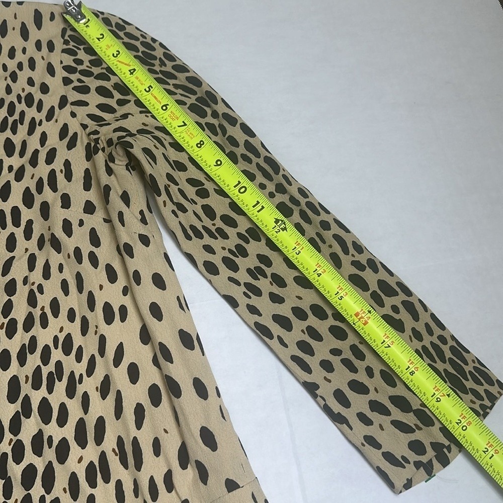 J. Crew Jules Mini Dress Lined Cheetah Tan Black 3/4 Sleeve‎ Size 2 - Picture 11 of 14